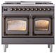 Ilve® Nostalgie II Noblesse 40'' Graphite Matte Pro Style Dual Fuel Range with Burnished Trim-1