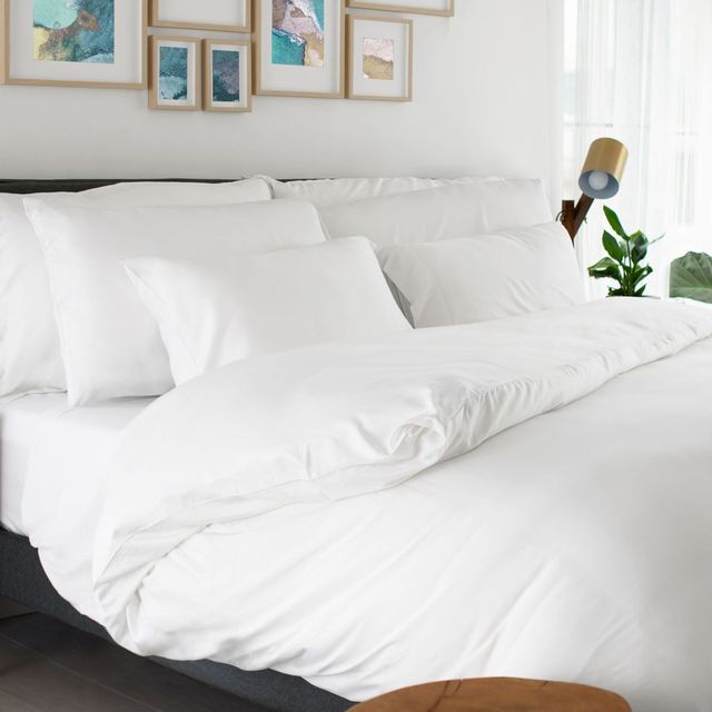 Cariloha 3-Piece Bamboo Sateen White King Duvet Cover Set-0