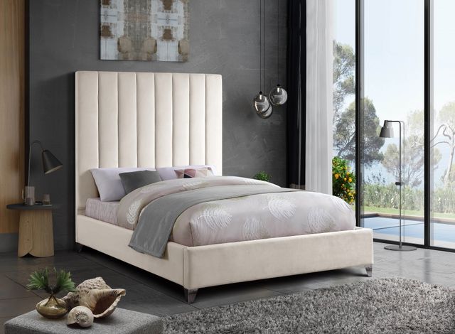 Meridian Furniture Via Cream Queen Panel Bed-3