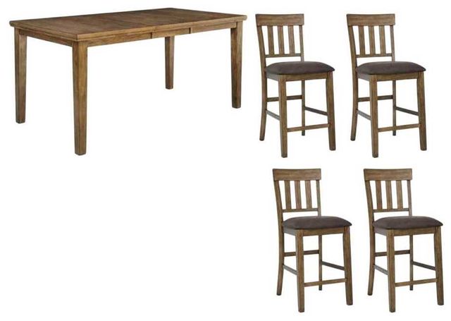 Signature Design by Ashley® Urbinforte 5-Piece Brown/Light Brown Counter Extension Dining Table Set-0
