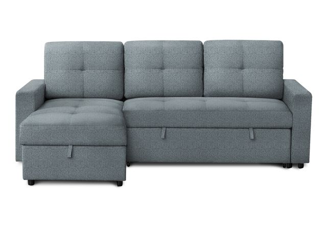 Monarch Specialties Inc. Lumos-83 Blue Sleeper Sofa Storage Lounger and Reversible Chaise-0
