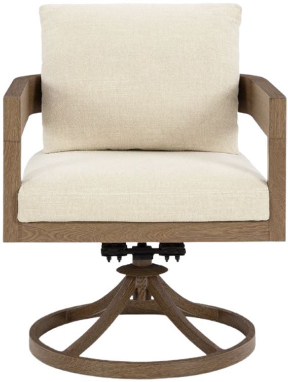 Signature Design by Ashley® Serene Bay 2-Piece Dark Brown/White Aluminum/Nuvella Outdoor Swivel Dining Chair with Cushion-3