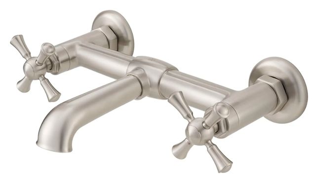 DXV Oak Hill® Brushed Nickel 2-Handle Wall Mount Bathroom Faucet with Cross Handles-3
