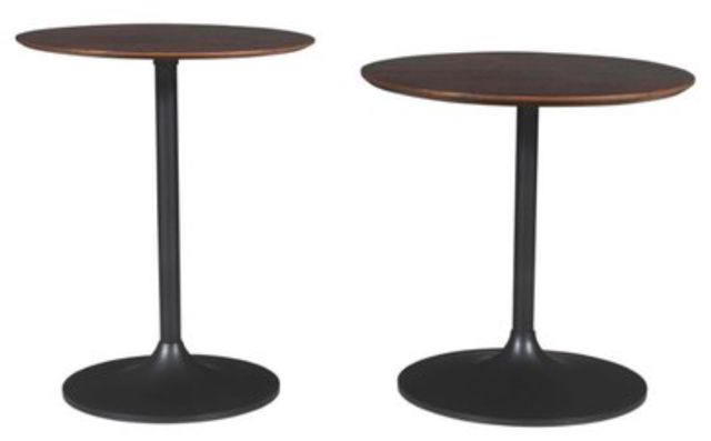 Jofran Inc. Global Archive 2-Piece Brown Nesting Table Set with Remy Gunmetal Base-1