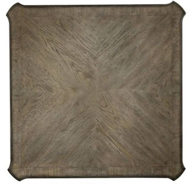 Liberty Furniture Magnolia Manor Antique White Oversized Square Cocktail Table with Weathered Bark Top-3
