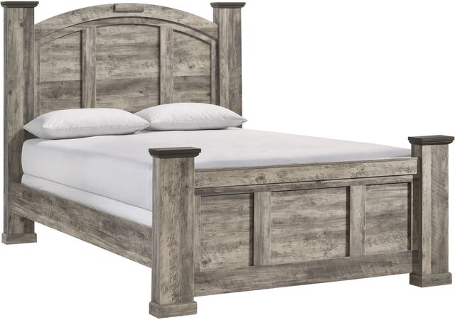 Crown Mark Ella-Mae Gray Queen Poster Bed-0