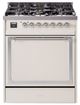 Ilve® Nostalgie II Noblesse 30'' Antique White Pro Style Dual Fuel Range with Chrome Trim-0