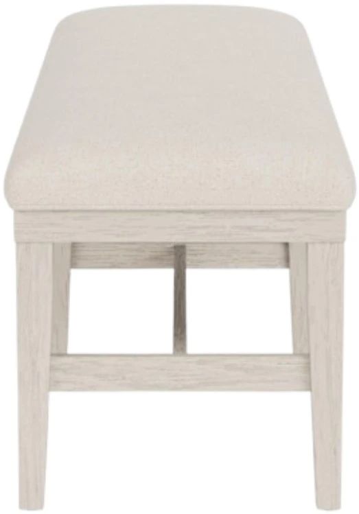 Riverside Furniture Glenndale Aged White/Wheat Upholstered Dining Bench-3