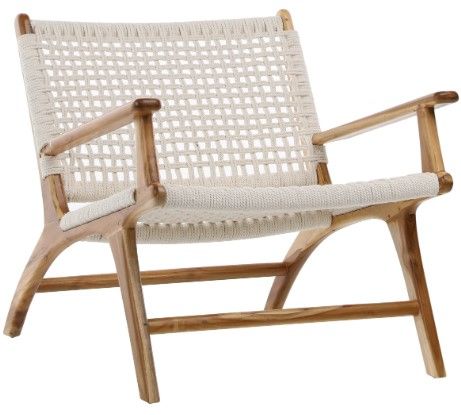 Dovetail Furniture Calvin Natural Stained/White Rope/Wooden Occasional Chair-0