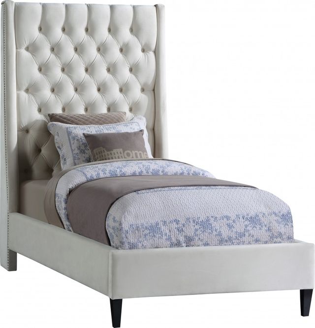 Meridian Furniture Fritz Cream Twin Upholstered Panel Bed-0