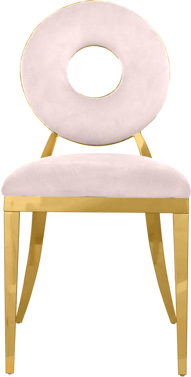 Meridian Furniture Carousel Pink/Gold Velvet Dining Chair-1