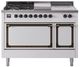 Ilve® Nostalgie II Noblesse 48'' White Pro Style Dual Fuel Range with Burnished Trim-0