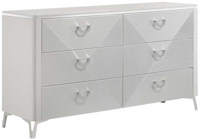Coaster® Cassia 4-Piece Burnished White High Gloss Queen Panel Bedroom Set-2