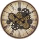 Monarch Specialties Inc. Brown 20" Round Wall Clock with Roman Numerals on Brown Gear Mechanism-0
