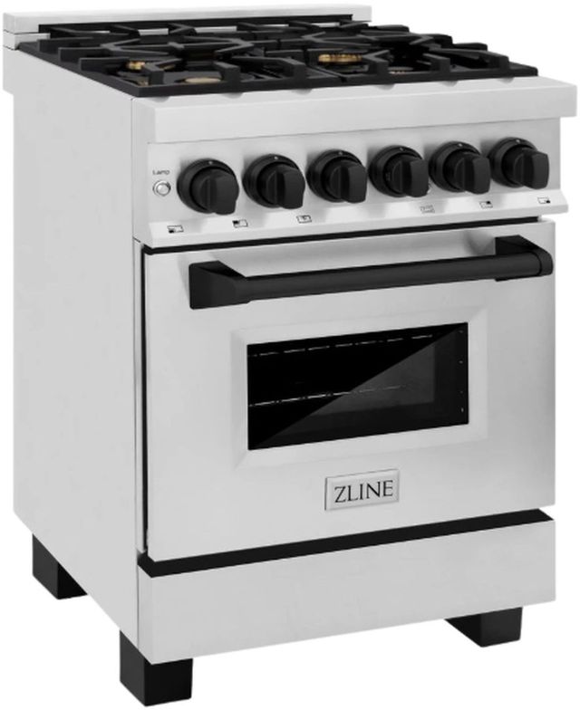 ZLINE Autograph Edition Legacy 24" Stainless Steel Pro Style Dual Fuel Range with Matte Black Accents-3