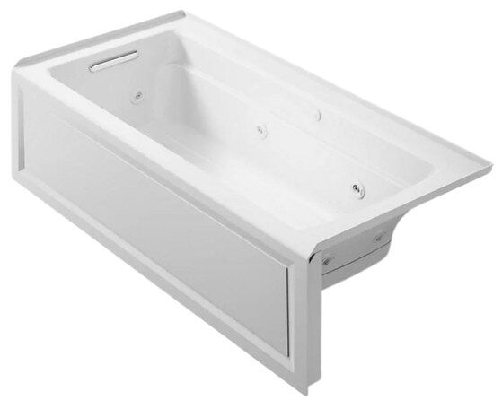 KOHLER® Archer® Ice Gray 66" x 32" Alcove Heated BubbleMassage™ Air Bath and Whirlpool - Left Drain-0