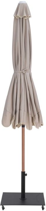Meridian Furniture Amalfi Beige/Matte Black/Teak Aluminum Outdoor Patio Umbrella and Base-1