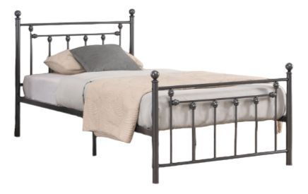 Milton Greens Stars Dark Gray Twin Victorian Style Metal Platform Bed-0
