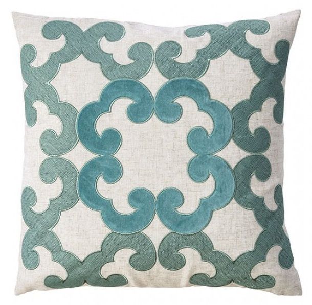 Furniture of America® Lily Beige/Teal Throw Pillow-0