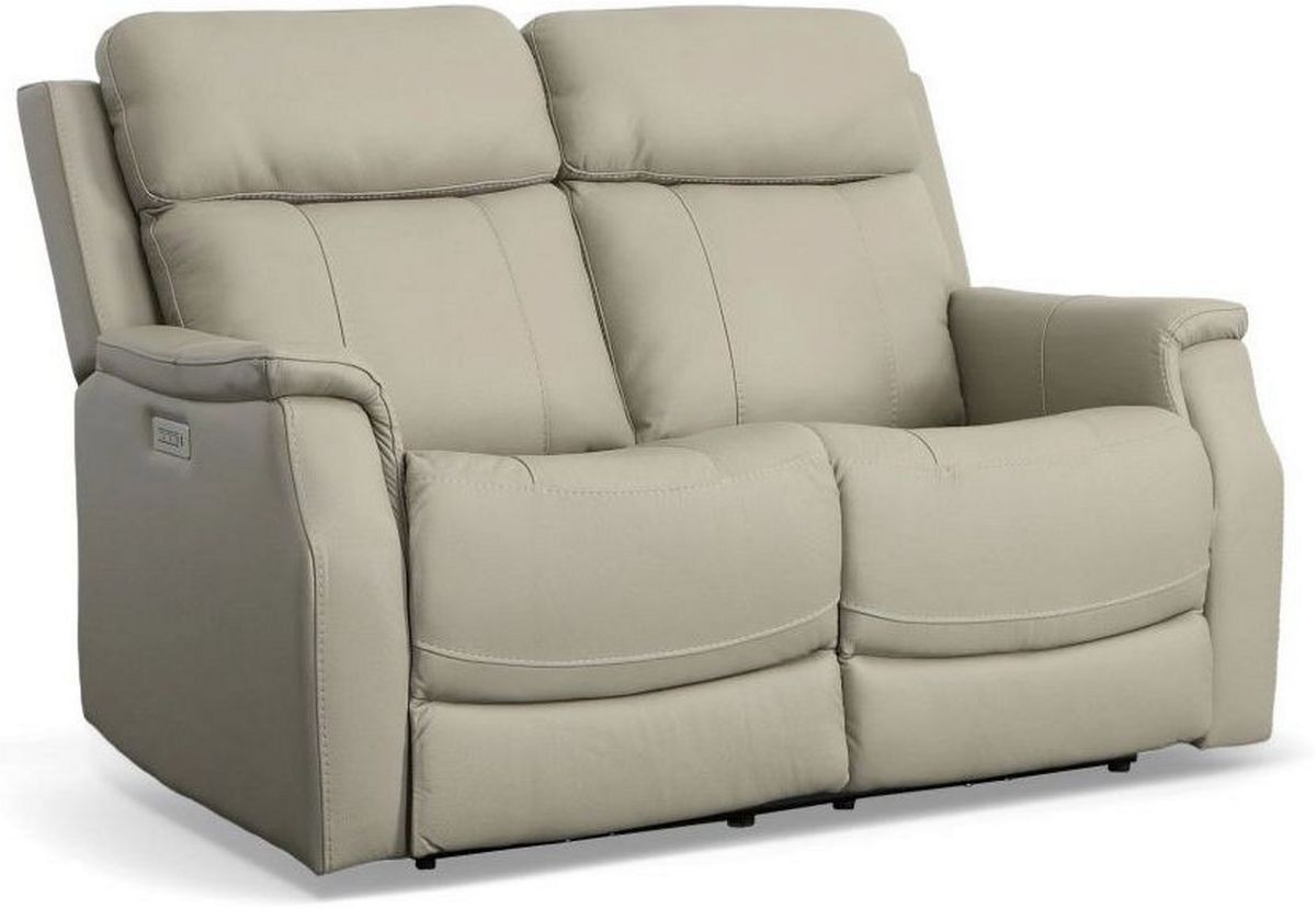 Flexsteel® Easton Light Gray Power Reclining Loveseat With Power ...