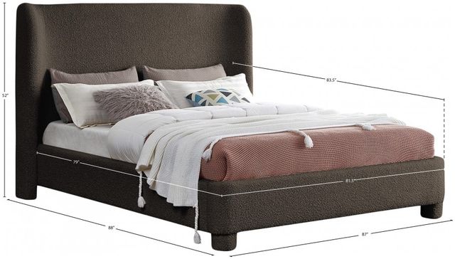 Meridian Furniture Penny Brown King Boucle Fabric Upholstered Panel Bed-3