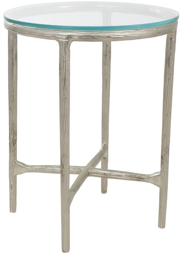 Deco Marche U Select Glass Top Accent Table with Silver Base-0