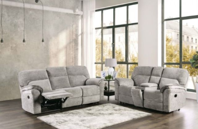 Furniture of America® Josias Light Gray Manual Reclining Loveseat-1