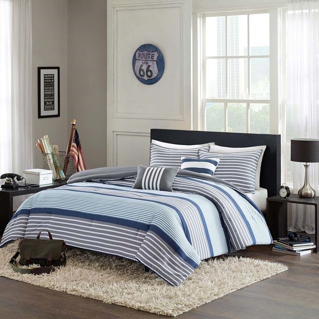 Olliix by Intelligent Design Paul Blue Full/Queen Comforter Set-4