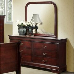 Lifestyle Louis Phillipe Rich Cherry 2 Piece Dresser and Mirror Set
