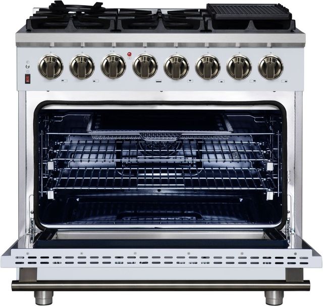 FORNO® Massimo Series Alta Qualita 36" White Pro Style Dual Fuel Range-1