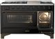 Ilve® Majestic III 48" Glossy Black Pro Style Dual Fuel Natural Gas Range with Triple Glass Door and Burnished Trim-2