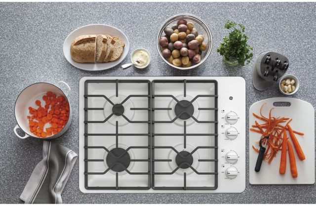 GE® 30" White Built-In Gas Cooktop-2