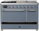 Ilve® Majestic III 48" Blue Gray Pro Style Dual Fuel Liquid Propane Range with 5 Black Brass Burners and Chrome Trim-4