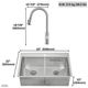 Forno Acqua MultiSINK Stainless Steel 33" Dual Mount Double Bowl Sink with Faucet and Waterfall-1