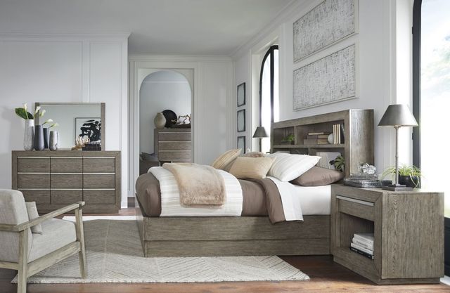 Benchcraft® Anibecca 2-Piece Weathered Gray Queen Bookcase Bed Set-3
