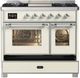 Ilve® Majestic III 40" Antique White Pro Style Dual Fuel Liquid Propane Range with Triple Glass Door and Chrome Trim-1