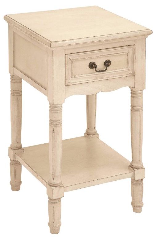 Deco Marche Cream Side End Table with Turned Legs-0