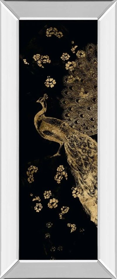 Classy Art Gilded Peacock Triptych I by Jennifer Goldberger Mirror Framed Wall Art-0