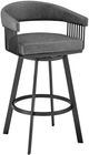 Armen Living Chelsea Matte Black/Vintage Gray Swivel Bar Stool-0