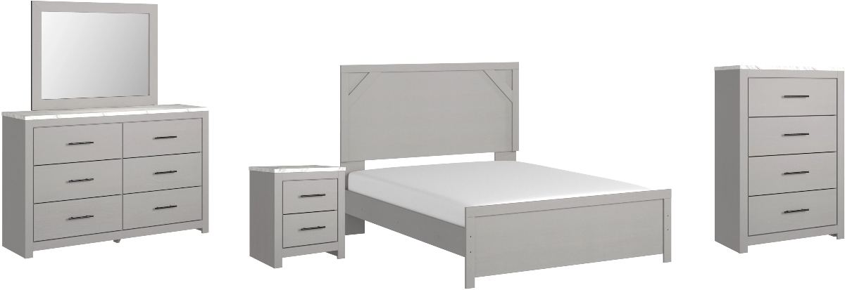 Cottonburg 5 Piece Queen Panel Bedroom - Light Gray/White Cottonburg 5 Piece Queen Panel Bedroom - Light Gray/White
