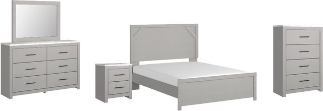 Signature Design by Ashley® Cottenburg 5-Piece Light Gray/White Queen Panel Bed Set-0
