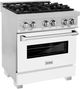 ZLINE 30" Satin Stainless Steel Pro Style Dual Fuel Range with White Matte Door-4
