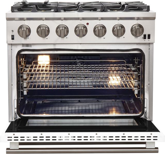 FORNO® Capriasca 36" Stainless Steel Pro Style Gas Range with White Door-2