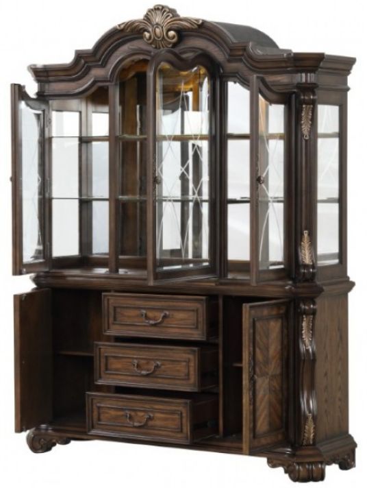Furniture of America® Leovanni 2-Piece Dark Brown Hutch and Buffet Set-2