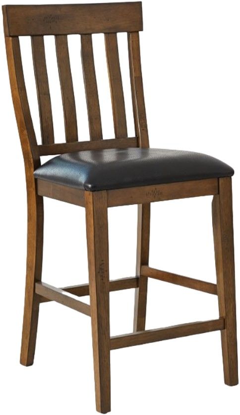 A-America® Mariposa Rustic Whiskey Slatback Upholstered Barstool-0