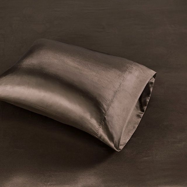 Olliix by Madison Park Essentials 6-Piece Chocolate King Satin Wrinkle-Free Luxurious Sheet Set-2