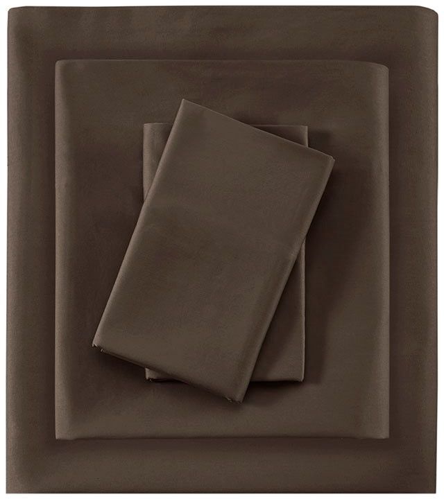 Olliix by Sleep Philosophy Chocolate Full 300 Thread Count Liquid Cotton Sheet Set-0