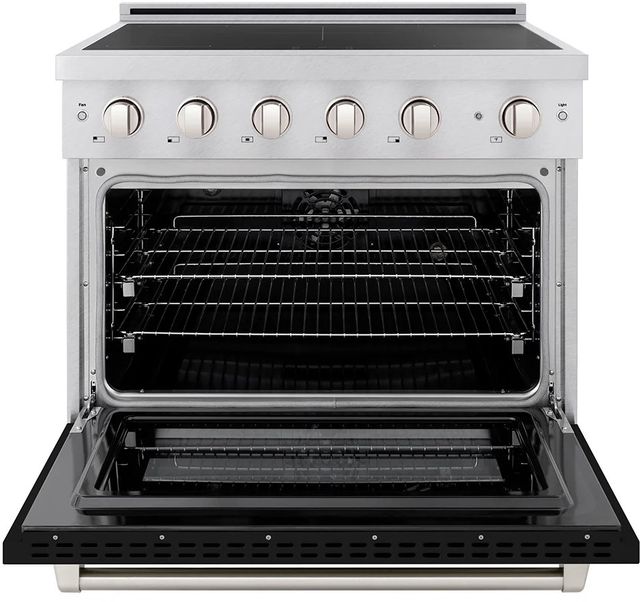 ZLINE Paramount 36" Satin Stainless Steel Pro Style Induction Range with Black Matte Door-1