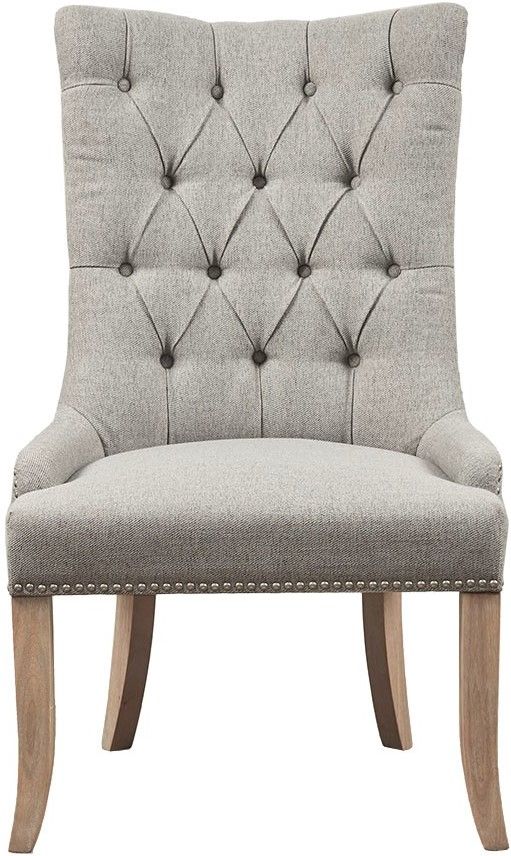 Olliix by Madison Park Lucas	Light Grey Button Tufted Captain Accent Chair-0