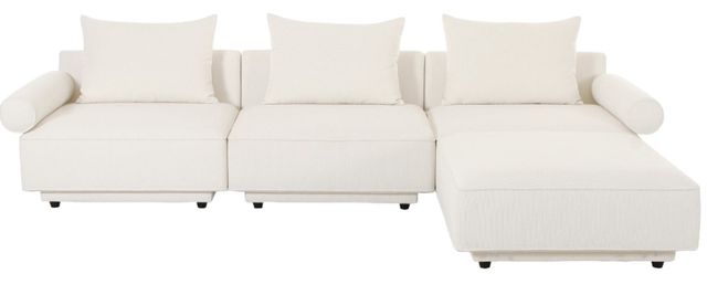 Moe's Home Collection Rosello Lounge 4-Piece White Left-Arm Facing Modular Sectional and Ottoman-1